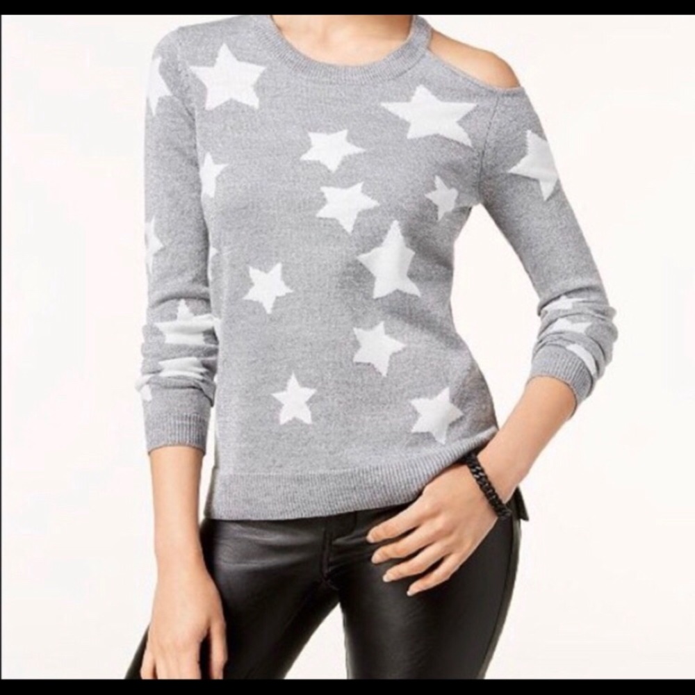 Shimmery Cold Shoulder Sweater